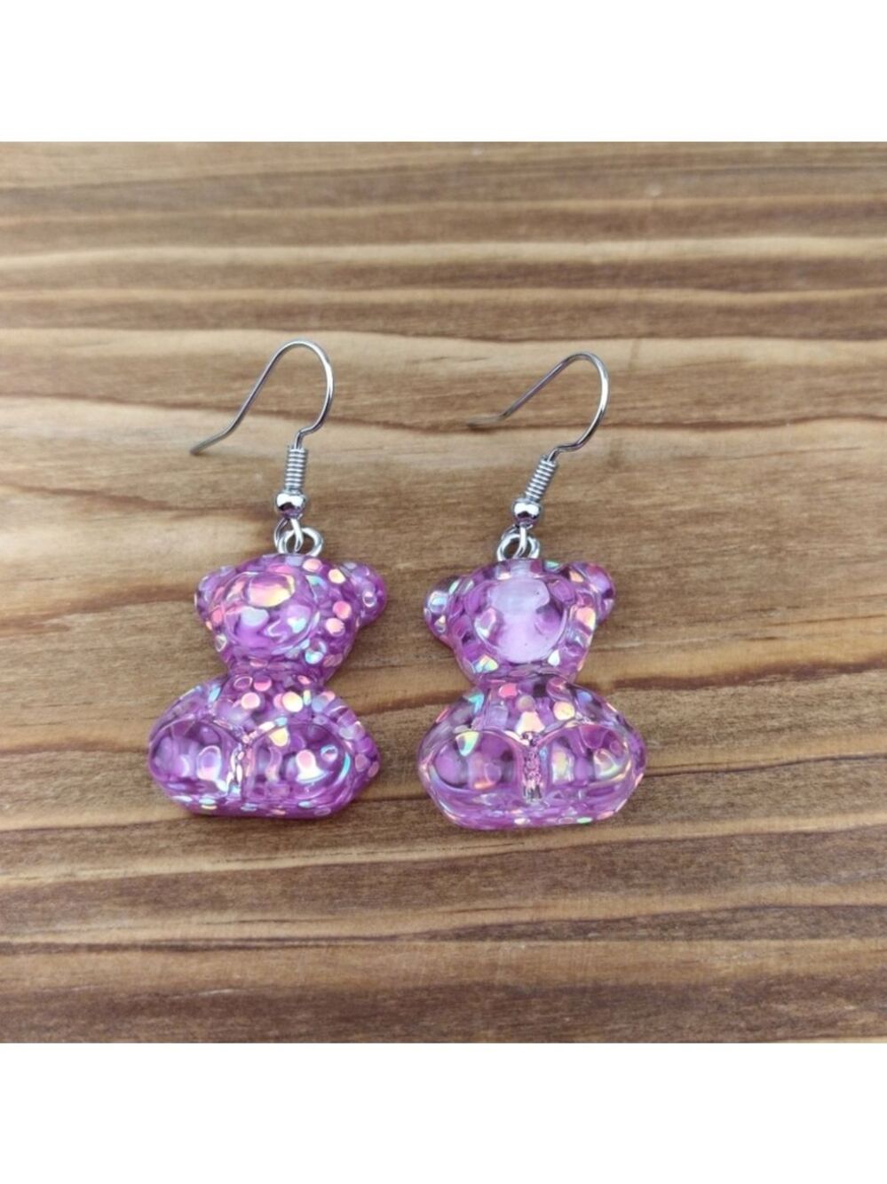 NWT Adorable Pink Glitter Teddy Bear Charm Earrings!!